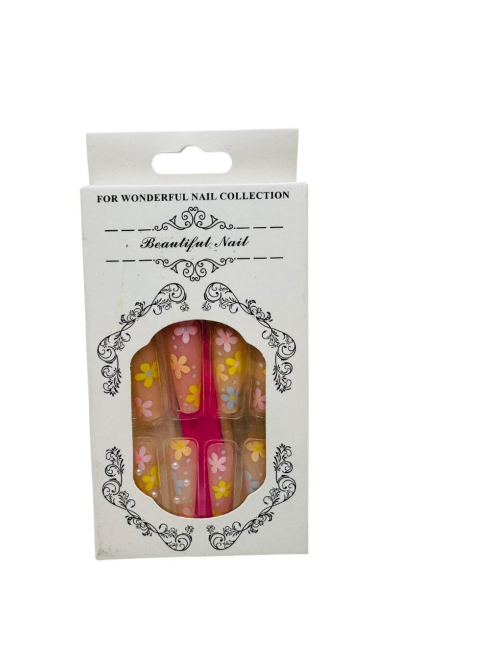 Beautiful Nail Press-On Nails With Floral Design